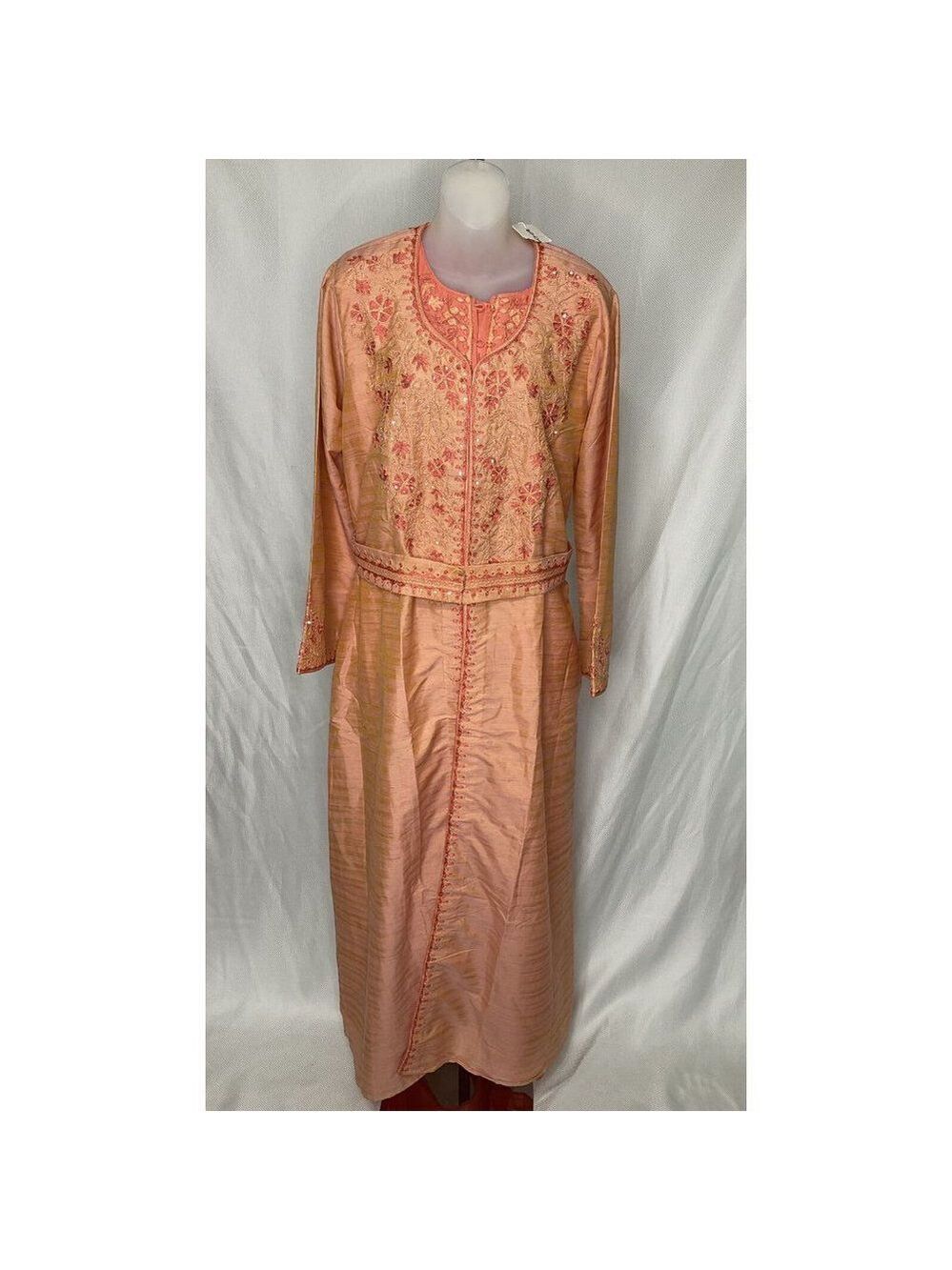 NWOT Kashkha Versatile style two-piece jalabiya Indian wedding outfit orange - Picture 2 of 10